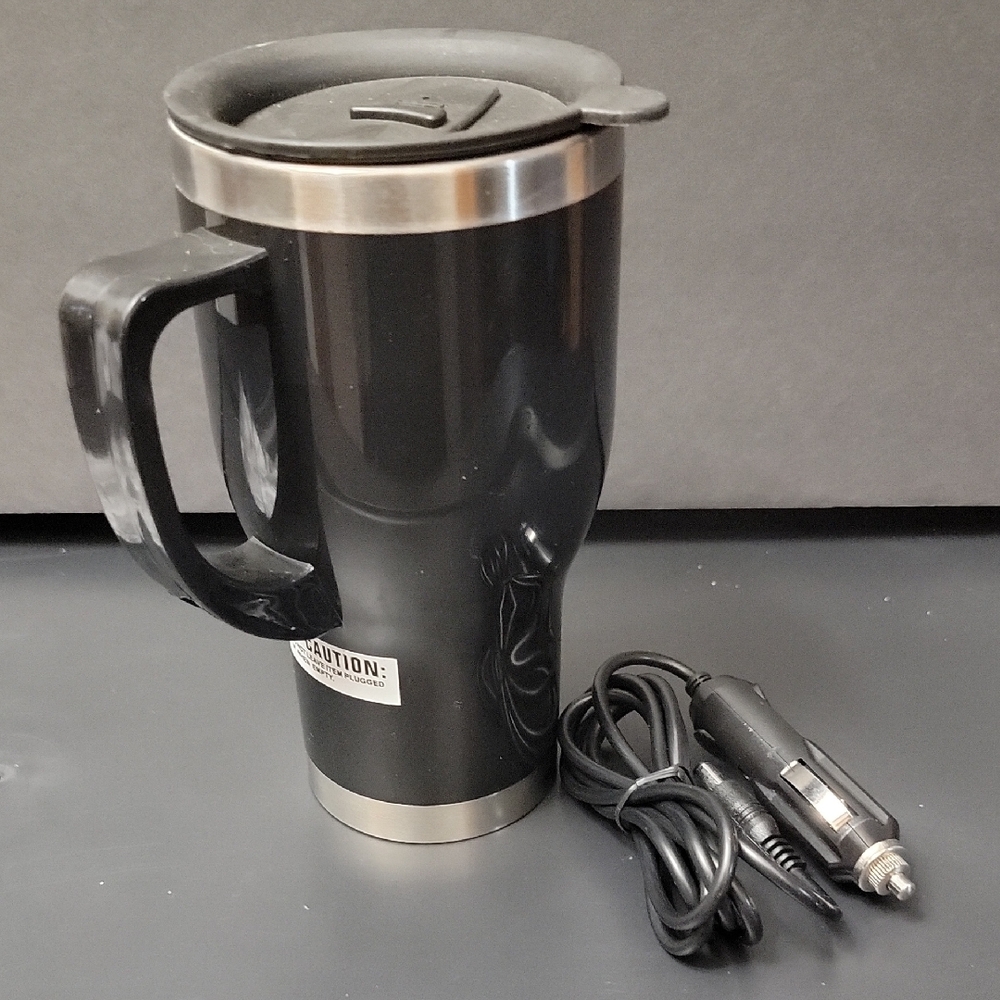 NWOT Black Travel Mug with Car Charger